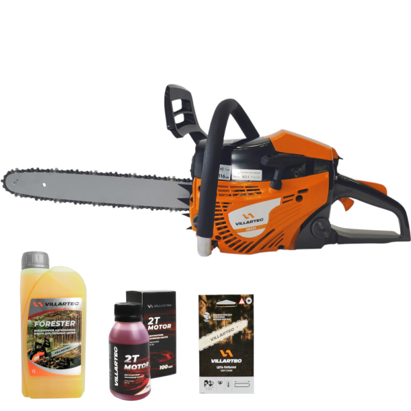Бензопила VILLARTEC SB501 16"+Масло 2Т 100 мл.+Масло Адг.1 л+Цепь