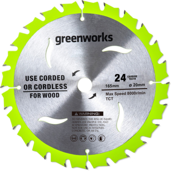 Диск пильный GREENWORKS 165x20х24T   2955707