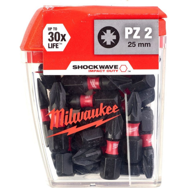 Набор бит Milwaukee SHOCKWAVE PZ2 25мм из 25 штук 