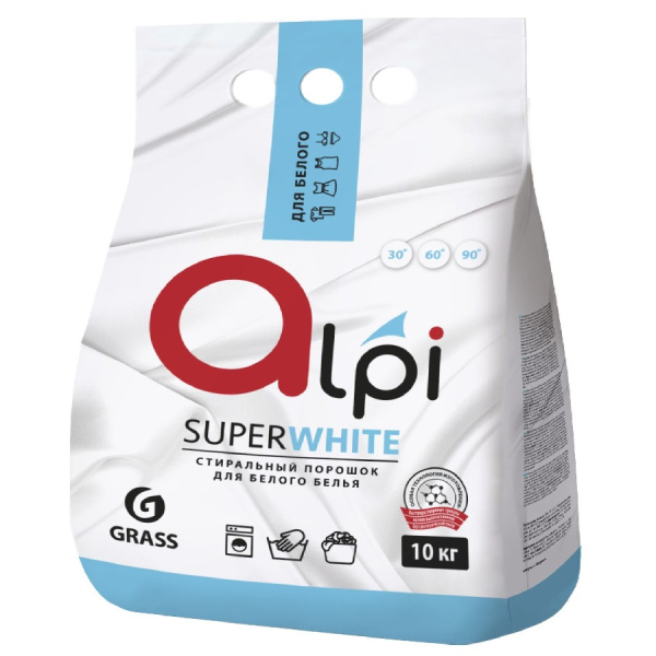 Средство для стирки порошкообразное GRASS Alpi для белого белья 10кг   125393