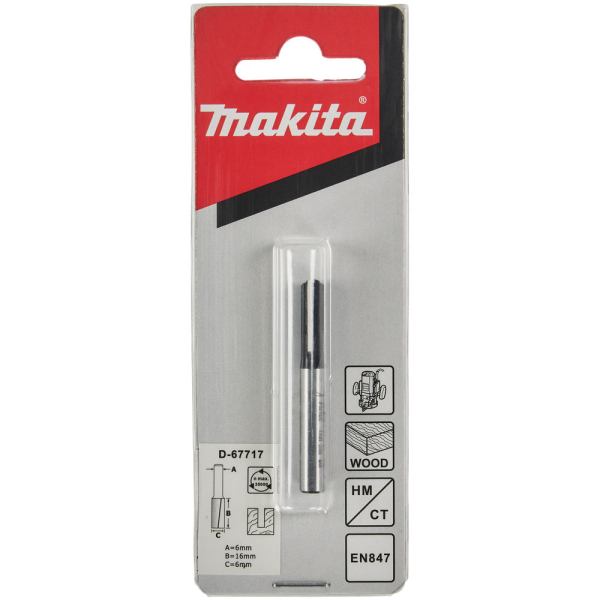 Фреза Makita пазовая с 2 кромками 6*16*6*48*2T   D-67717