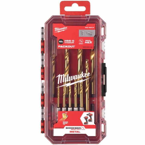 Набор сверл Milwaukee RedHEX HSS-TiN по металлу 10шт
