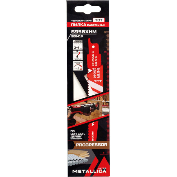 Пилка сабельная METALLICA Ultra  S956XHM 150/125мм шаг 3-4мм,TCT-Progressor,по дереву 1шт   908419