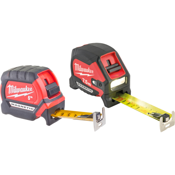 Набор Milwaukee: Рулетка PREMIUM MAGNETIC GEN III 7.5м с LED подсветкой+Рулетка с LED подсветкой 3м