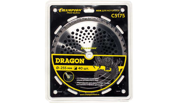 Нож CHAMPION для триммера 40 зубчатый d=255*25.4mm  твердосплавные зубцы   C5175