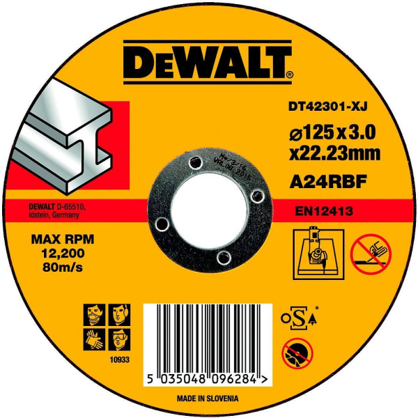 Диск абразивный DEWALT 125*3,0*22.2 металл DT 42301