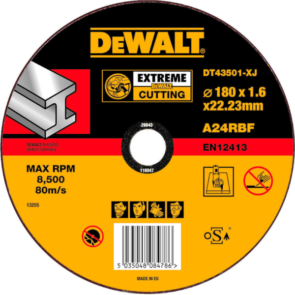 Диск абразивный DEWALT EXTREME 180*1,6*22.2 металл DT 43501