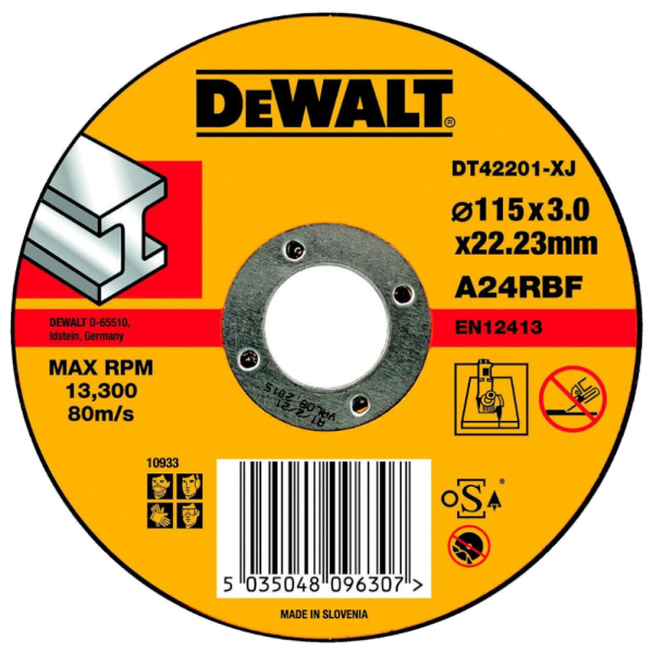 Диск абразивный DEWALT 115*3,0*22.2 металл DT 42201