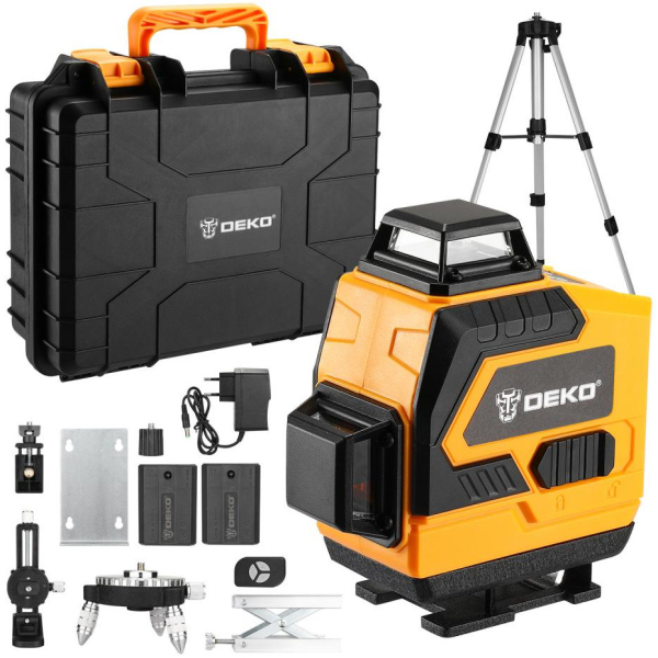 Лазерный уровень DEKO DKLL 16 самовыравнивающийся в кейсе со штативом   065-0233