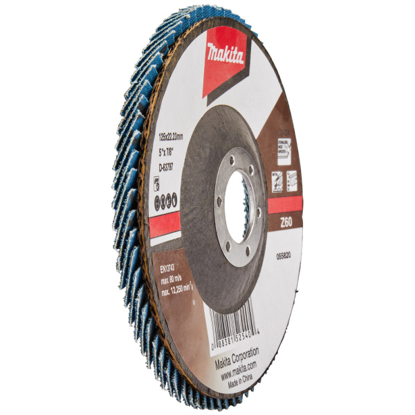 Диск лепестковый Makita 125*22мм К60 угловой, основа стекловол.   D-63797