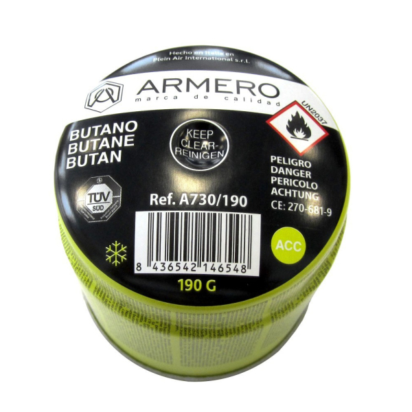 Газовый баллон ARMERO 190гр, прокалываемый     A730/190