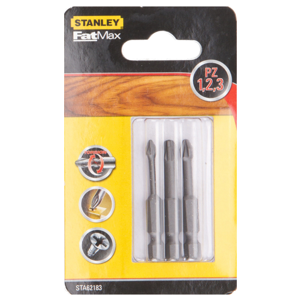 Набор бит STANLEY  FatMax Torsion PZ 1, 2, 3*50мм из 3 штук  STA62183