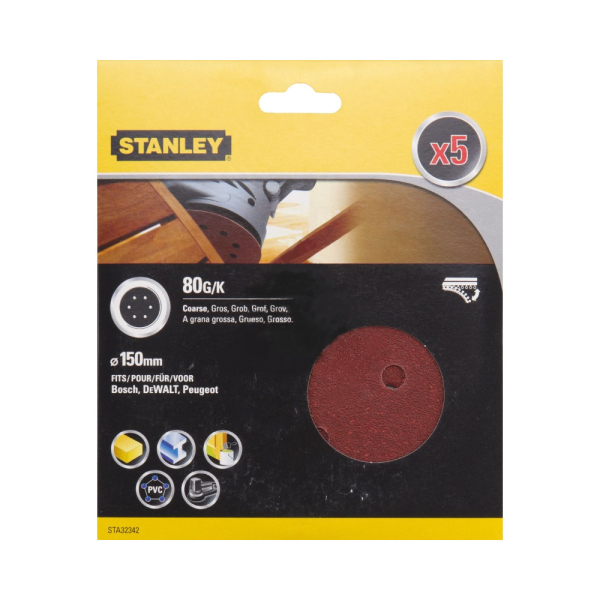 Круг шлифовальный STANLEY d-150 мм К-80     STA32342