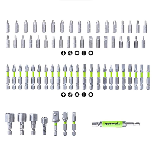 Набор бит GREENWORKS в кейсе (70 шт.)   2944407