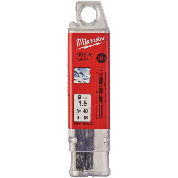 Сверло Milwaukee HSS-R по металлу 1.5 мм 10 шт