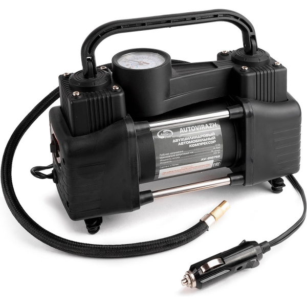 Компрессор автомобильный AUTOVIRAZH двухцилиндровый с манометром   AV-010750