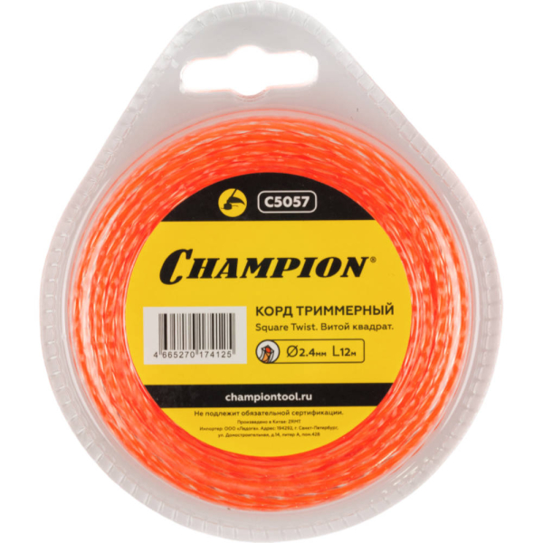Леска CHAMPION Square Twist DUO 2,4*12 м (витой квадрат)   C5057