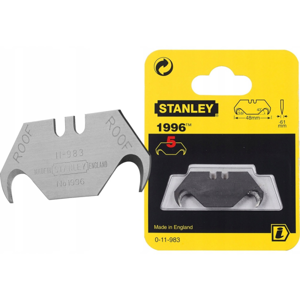 Лезвие STANLEY с крючком 1996 50х19мм (уп. 5 шт.)     0-11-983