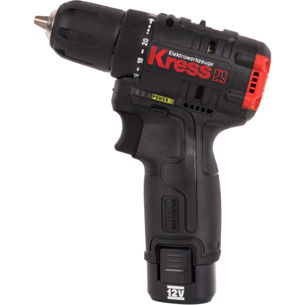 Дрель аккумуляторная KRESS KUA24 12V 2.0Ачх2, ЗУ 1,5А кейс 