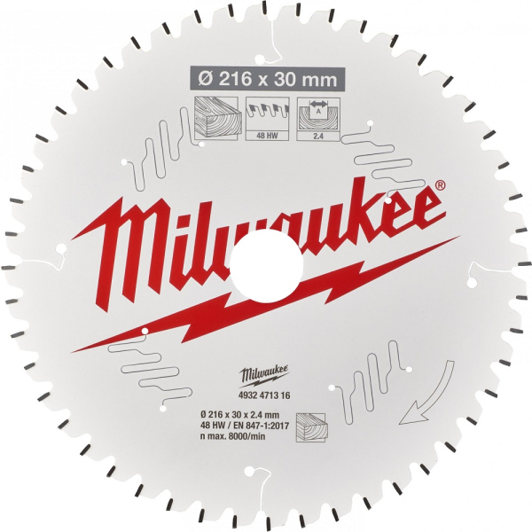 Диск п/п Milwaukee 216*30*48 мм  дерево