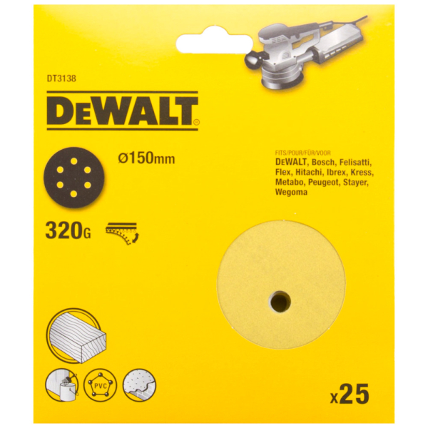 Шкурка ОШМ DEWALT  d 150  DT  3138  XM   Р-320  DT3138-QZ 