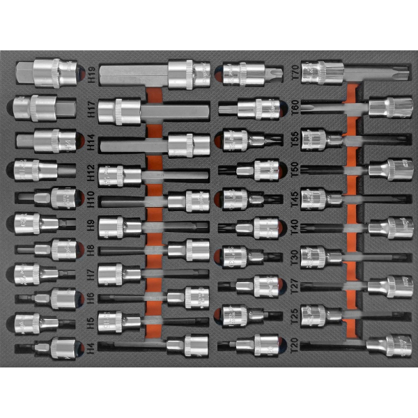 Набор торцевых головок OMBRA 1/2" DR со вставками-битами в EVA ложементе 280х375 мм, 42 предмета