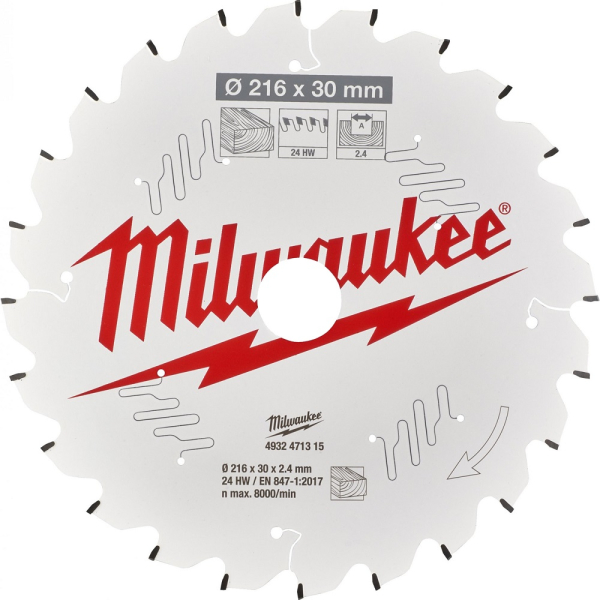 Диск п/п Milwaukee 216*30*24 мм  дерево