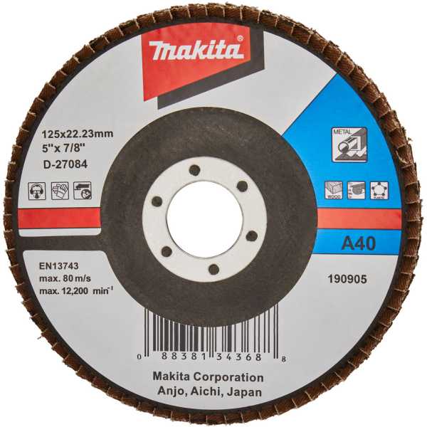 Диск лепестковый Makita 125x22мм К40 для неровной поверхности   D-27084