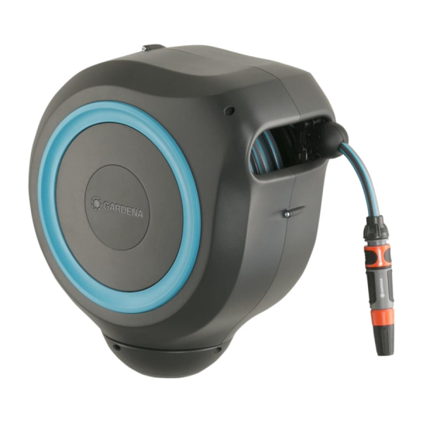 Катушка со шлангом Gardena настенная автоматическая RollUp M голубая  18610-20.000.00