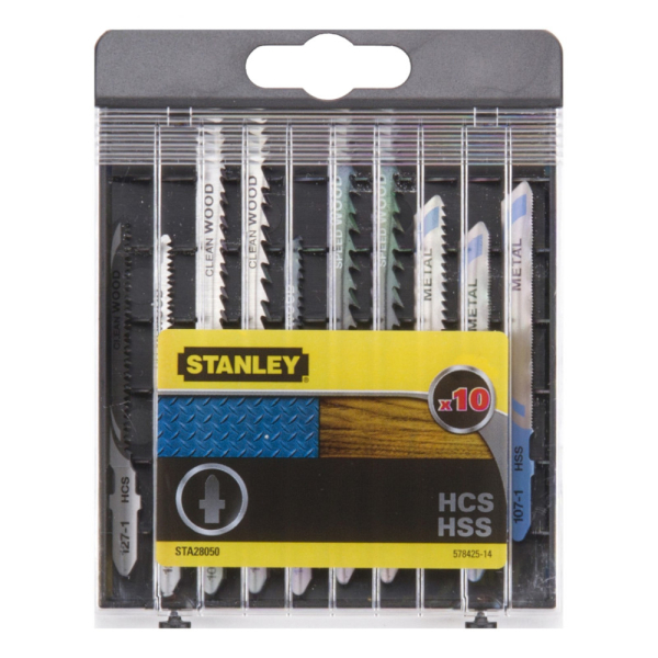 Набор пилочек STANLEY для лобзика по дереву и металлу 10шт   STA28050