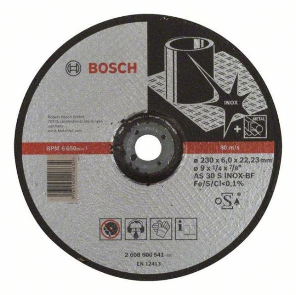 Диск абразивный BOSCH 230*22*6.0 нержавейка     2.608.600.541