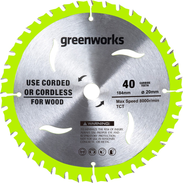 Диск пильный GREENWORKS 184x20х40T   2943307
