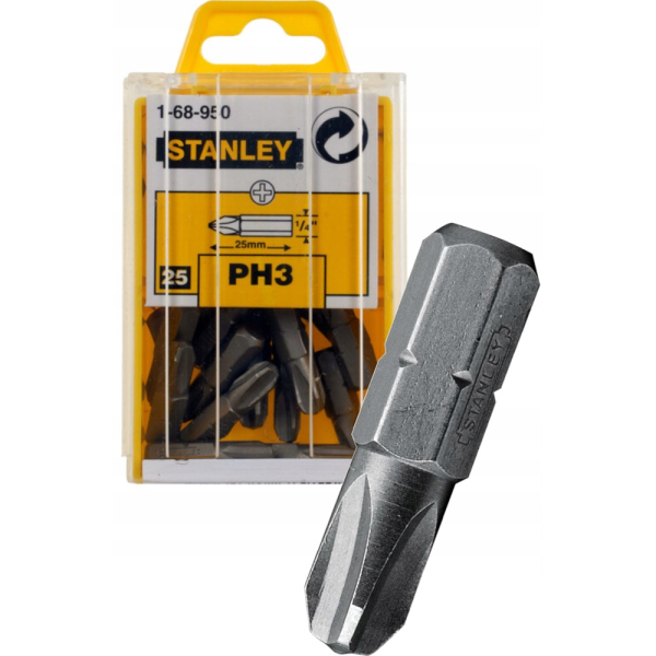 Вставка STANLEY с шестигр. хвостовиком 1/4"х25мм Phillips (упак. 25 шт.)   1-68-950