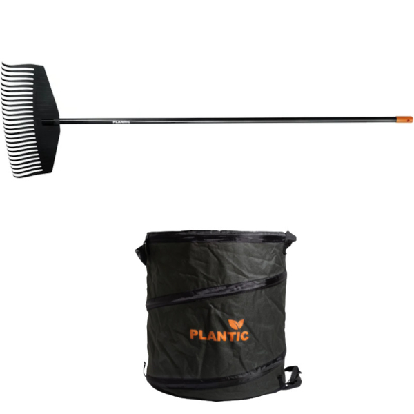 Промонабор грабли веерные Plantic Solid L + Универсальный садовый мешок Plantic (S) 58л.