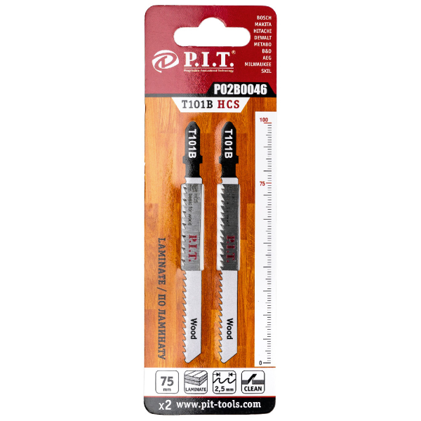 Пилочки P.I.T. для лобзика по ламинату 75мм (2шт)   P02B0046