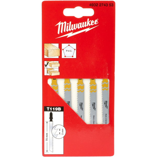 Пилочки Milwaukee для лобзика T119B 50 мм 5 шт