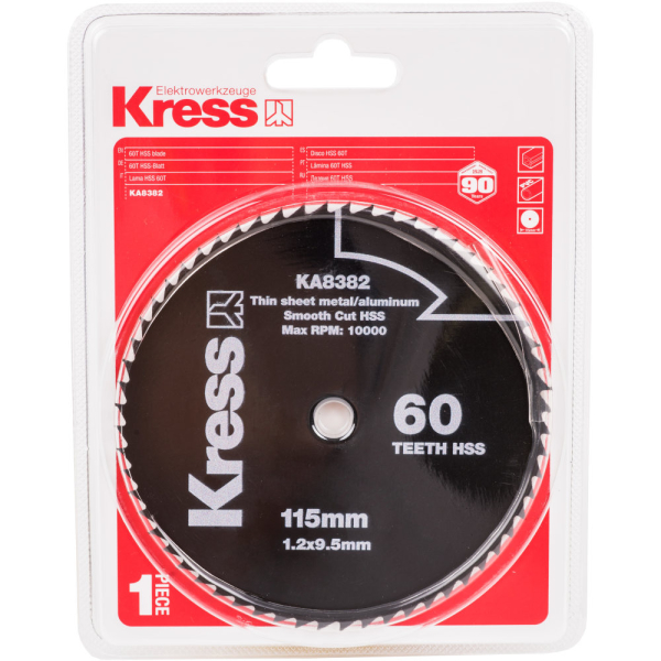 Диск KRESS 115х1,2х9,5 мм по металлу и алюминию   KA8382