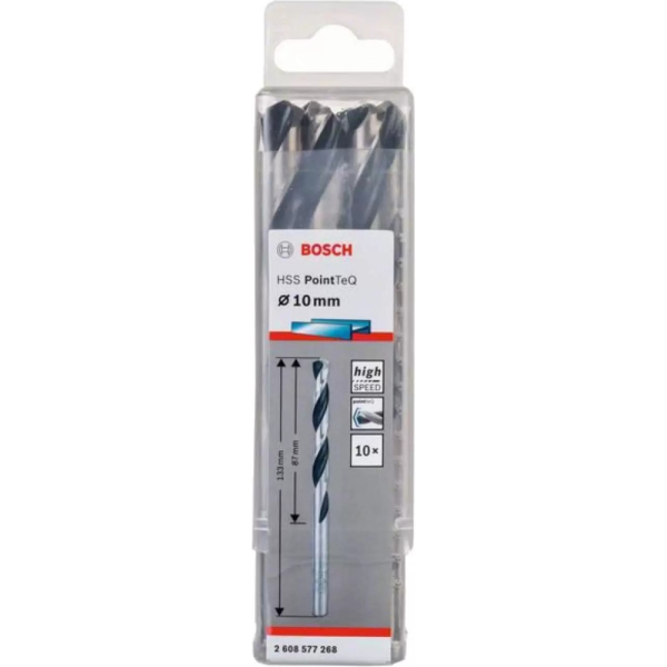 Сверло BOSCH PointTeQ 10*133 по металлу спиральное 10шт     2.608.577.268
