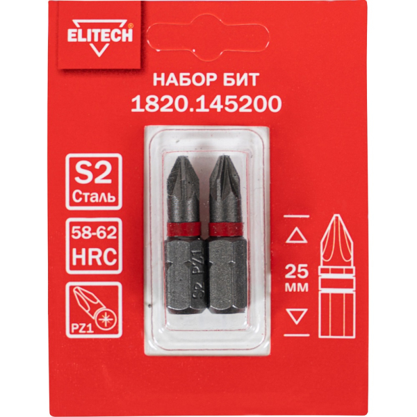 Набор бит ELITECH PZ1*25мм 2шт   1820.145200