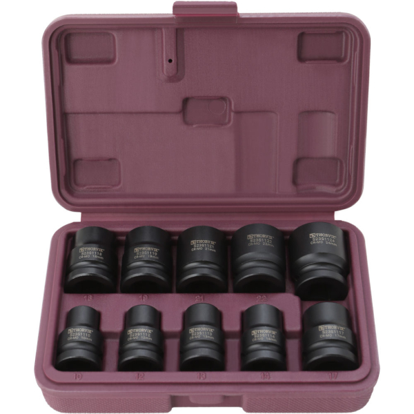 Набор торцевых головок THORVIK 1/2"DR, 10-24 мм, 10 предметов   S23S1110S