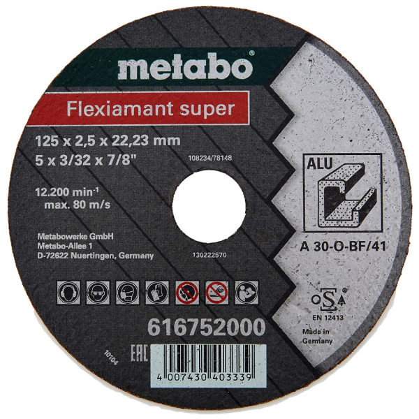 Диск абразивный Metabo ALU Flexiarapid S 125*22*2.5 мм алюминий 16752