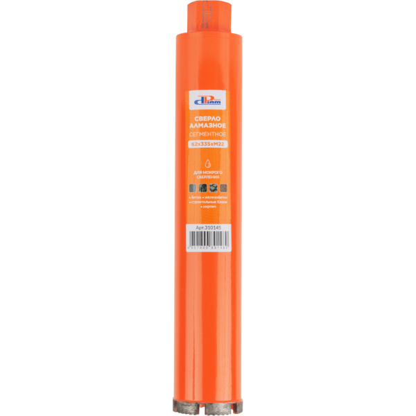 Сверло алмазное мокрое DIAM ProfiDiam 62x335x6хM22 по бетону   310145