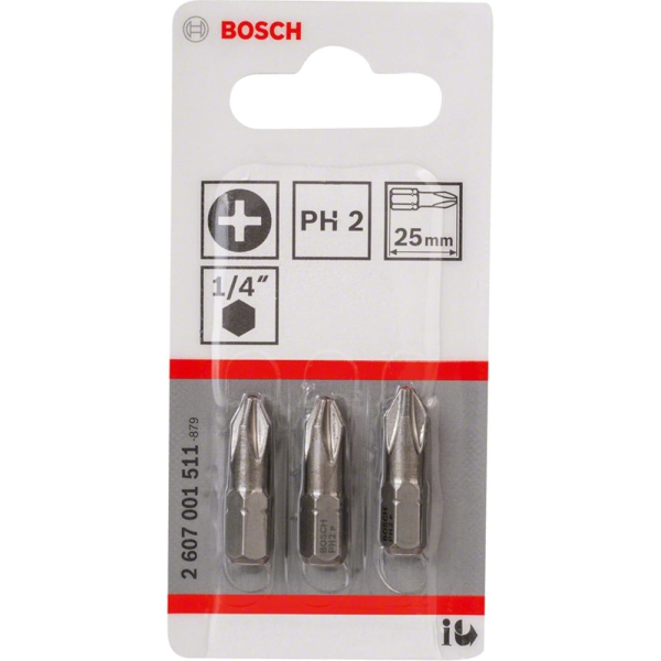 Набор бит BOSCH из 3 штук PH2 25мм     2.607.001.511