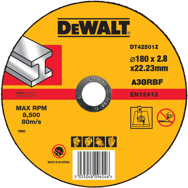Диск абразивный DEWALT INDUSTRIAL 180*2,8*22.2 металл DT 42501Z