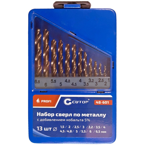 Набор сверл Cutop Profi 1,5-6,5 мм по металлу 13 шт   48-601
