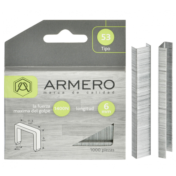 Скобы для степлера ARMERO тип 53, 6мм     A312/006