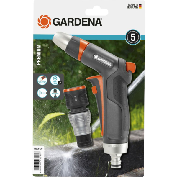 Пистолет-наконечник для полива Gardena Premium + коннектор с автостопом Premium     18306-20.000.00