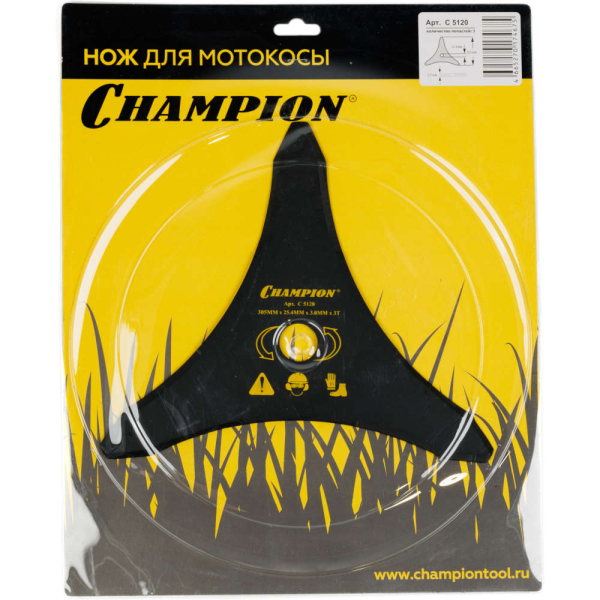Нож CHAMPION для триммера 3-х зубчатый d=305*25.4mm (тип B)   C5120