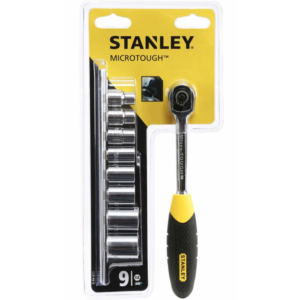 Набор торцевых головок 3/8" STANLEY с рукояткой MICROTOUGH 9 предм.     0-94-611