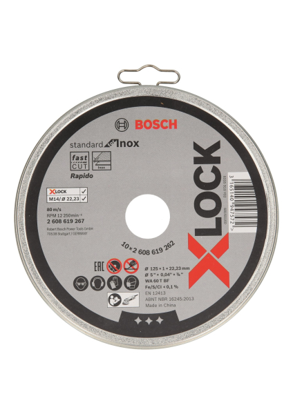 Диск абразивный BOSCH X-LOCK Standard for Inox 125*1*22.2 10 шт    2.608.619.267